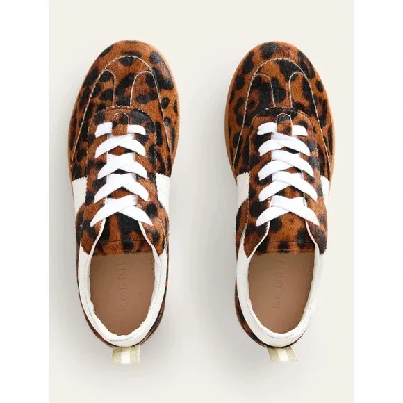 Boden Erin Retro Leopard Print Calf Hair Low Top Sneakers| Size 42 - Picture 1 of 8